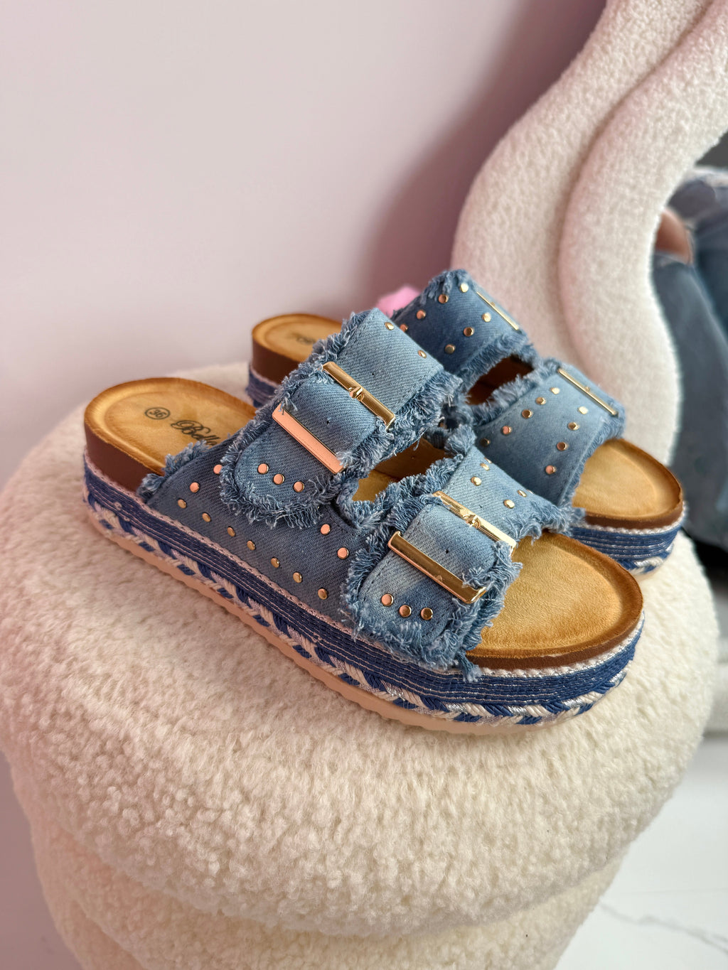 Demi Denim Slides