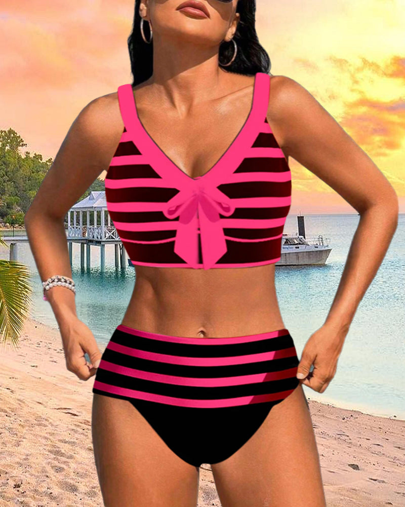 Keyla™ | Gestreepte hoge taille bikini