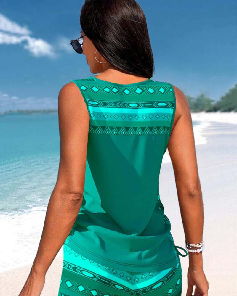 Lulu™ | Tankini met geometrische print en V-hals