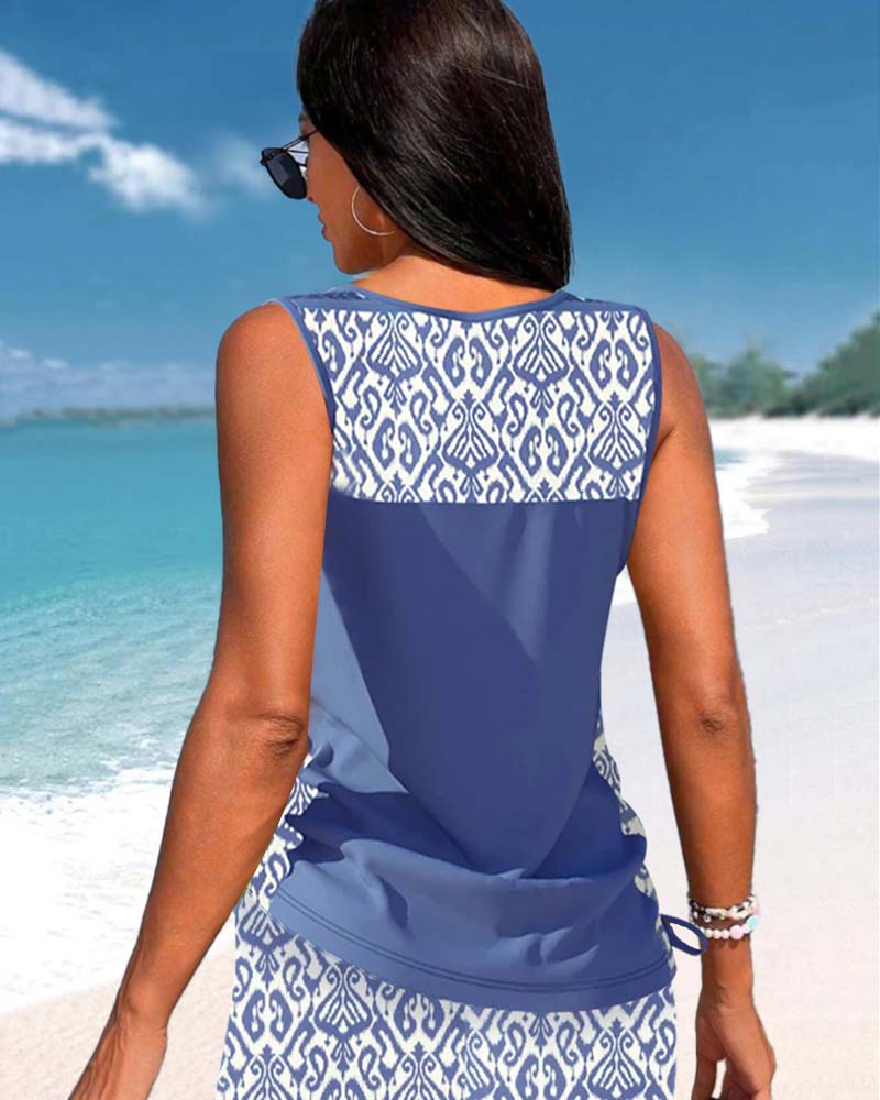 Lulu™ | Tankini met geometrische print en V-hals
