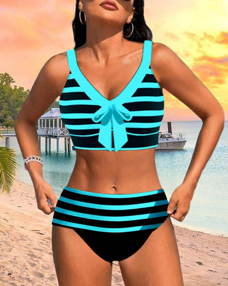 Keyla™ | Gestreepte hoge taille bikini