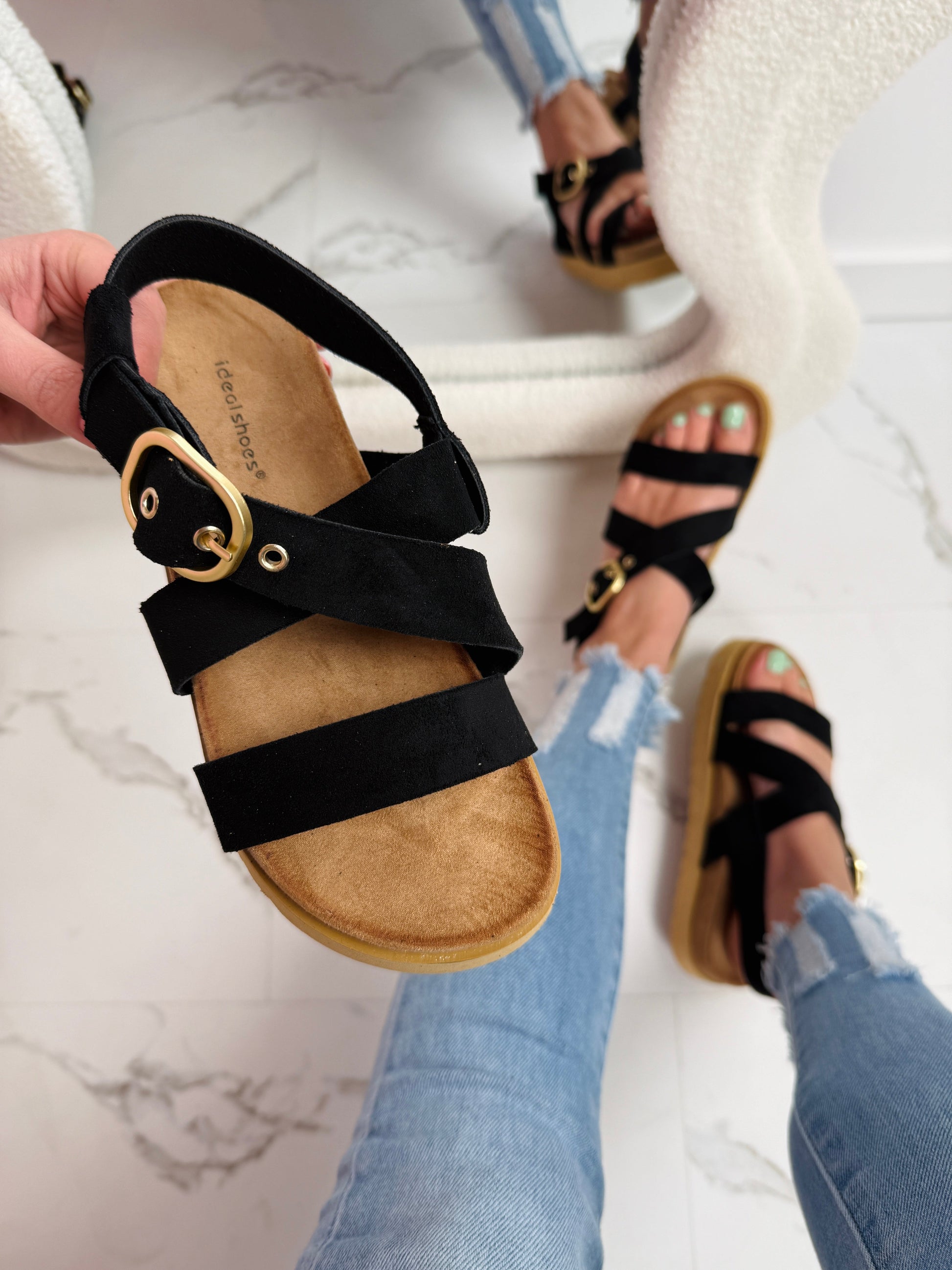 Comfort Black Sandaal