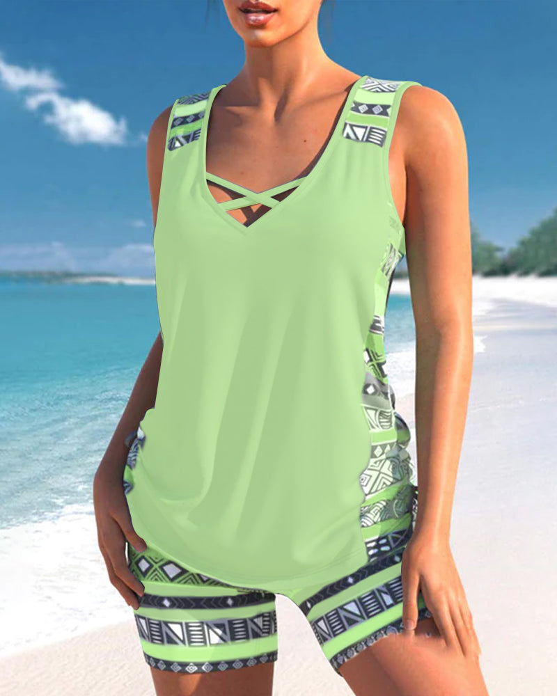 Lulu™ | Tankini met geometrische print en V-hals