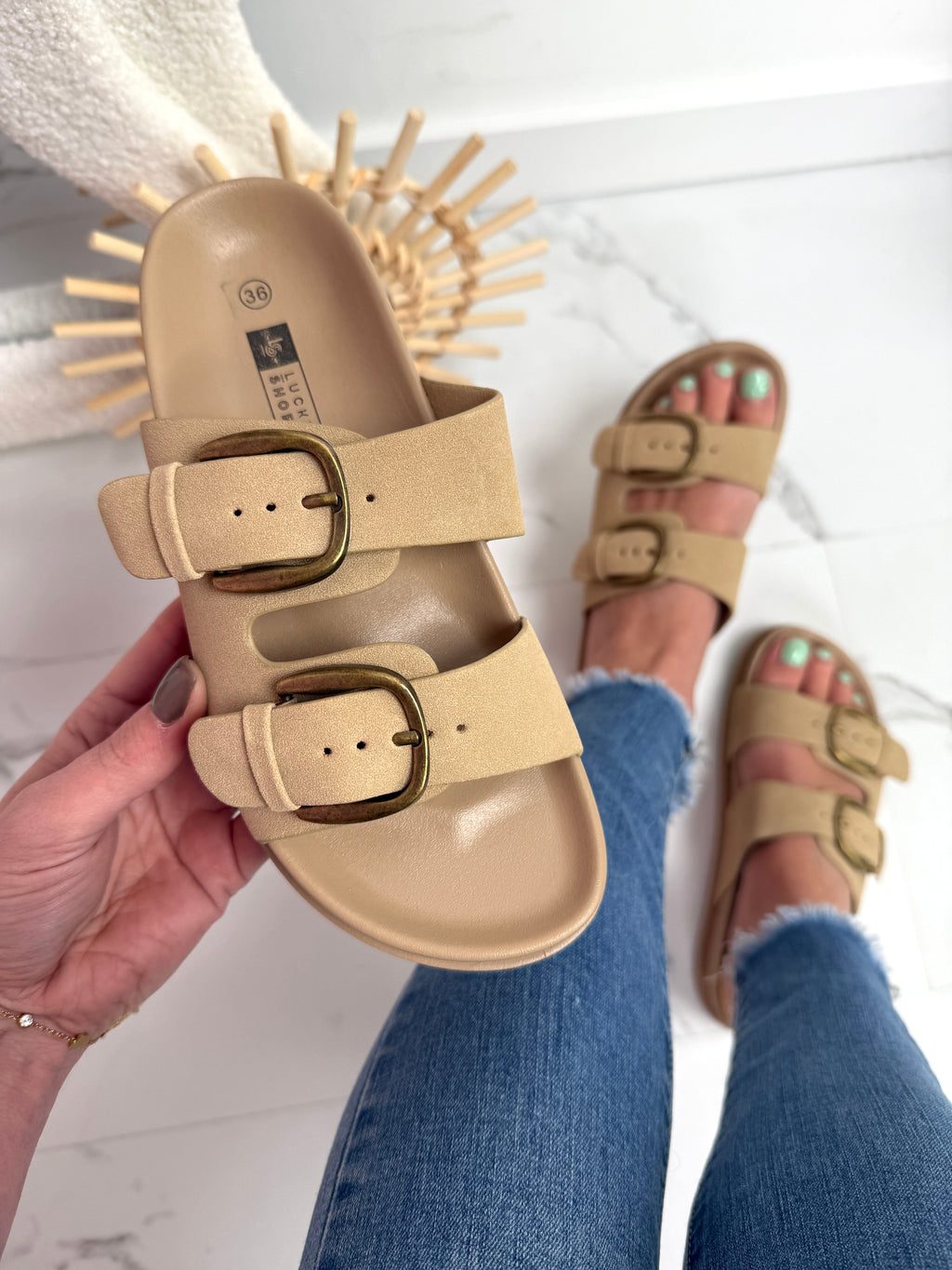 Rikki Beige Slides