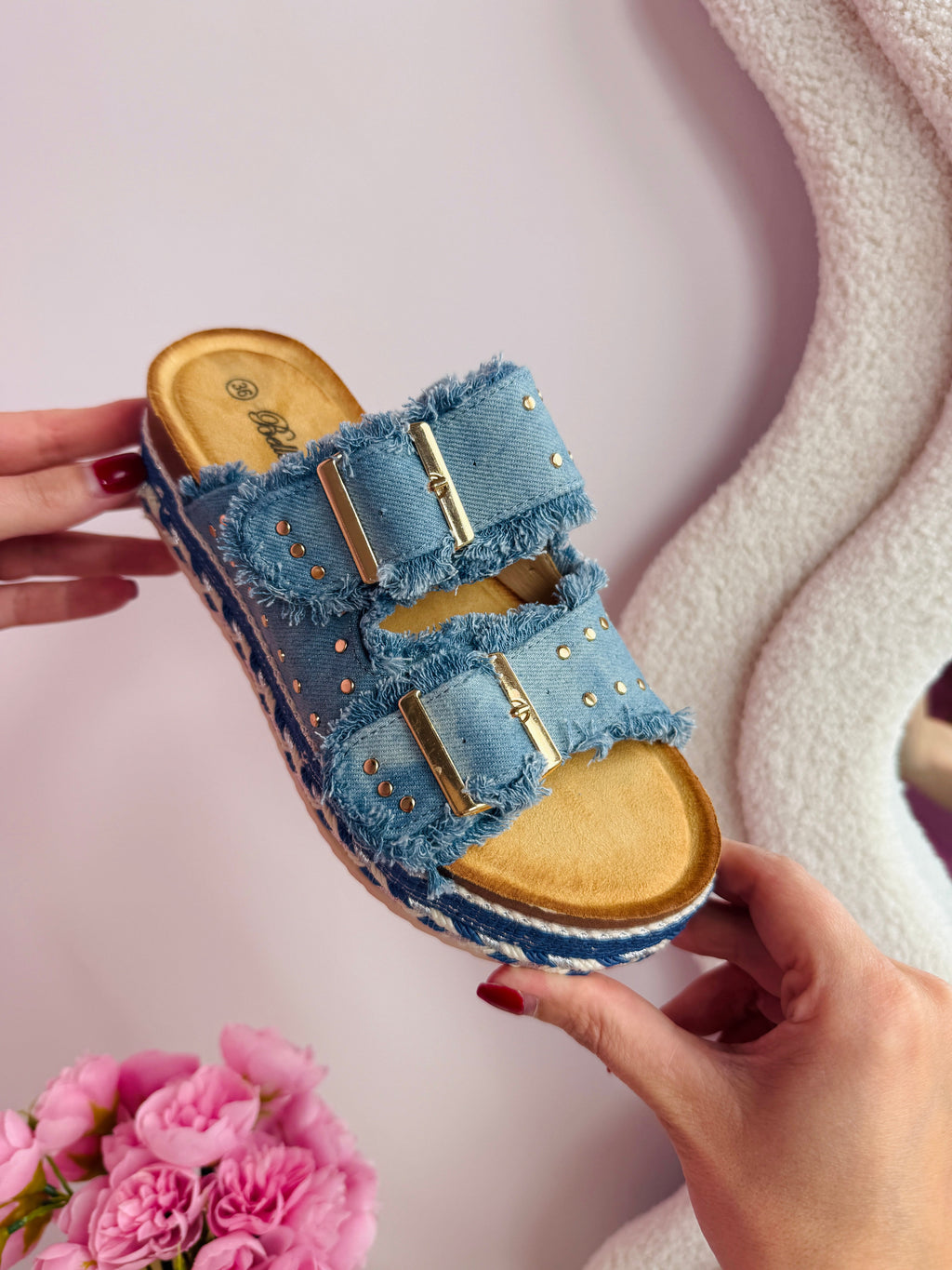 Demi Denim Slides