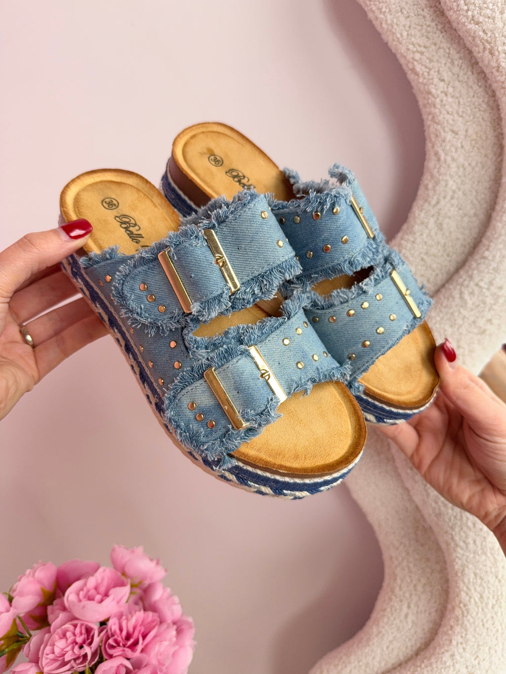 Demi Denim Slides