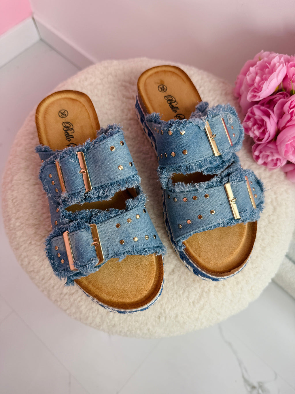 Demi Denim Slides