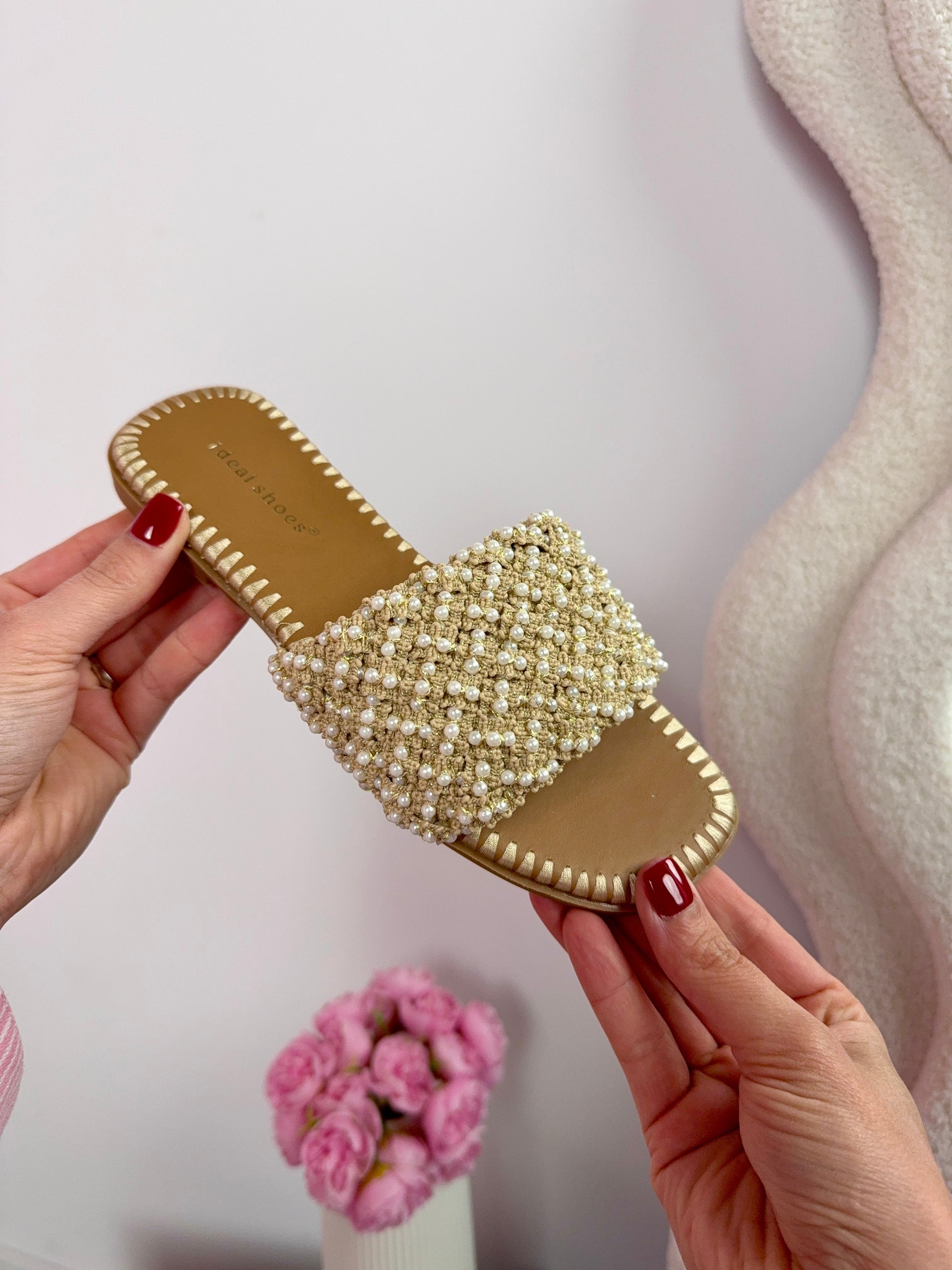 All Pearl Beige Slides