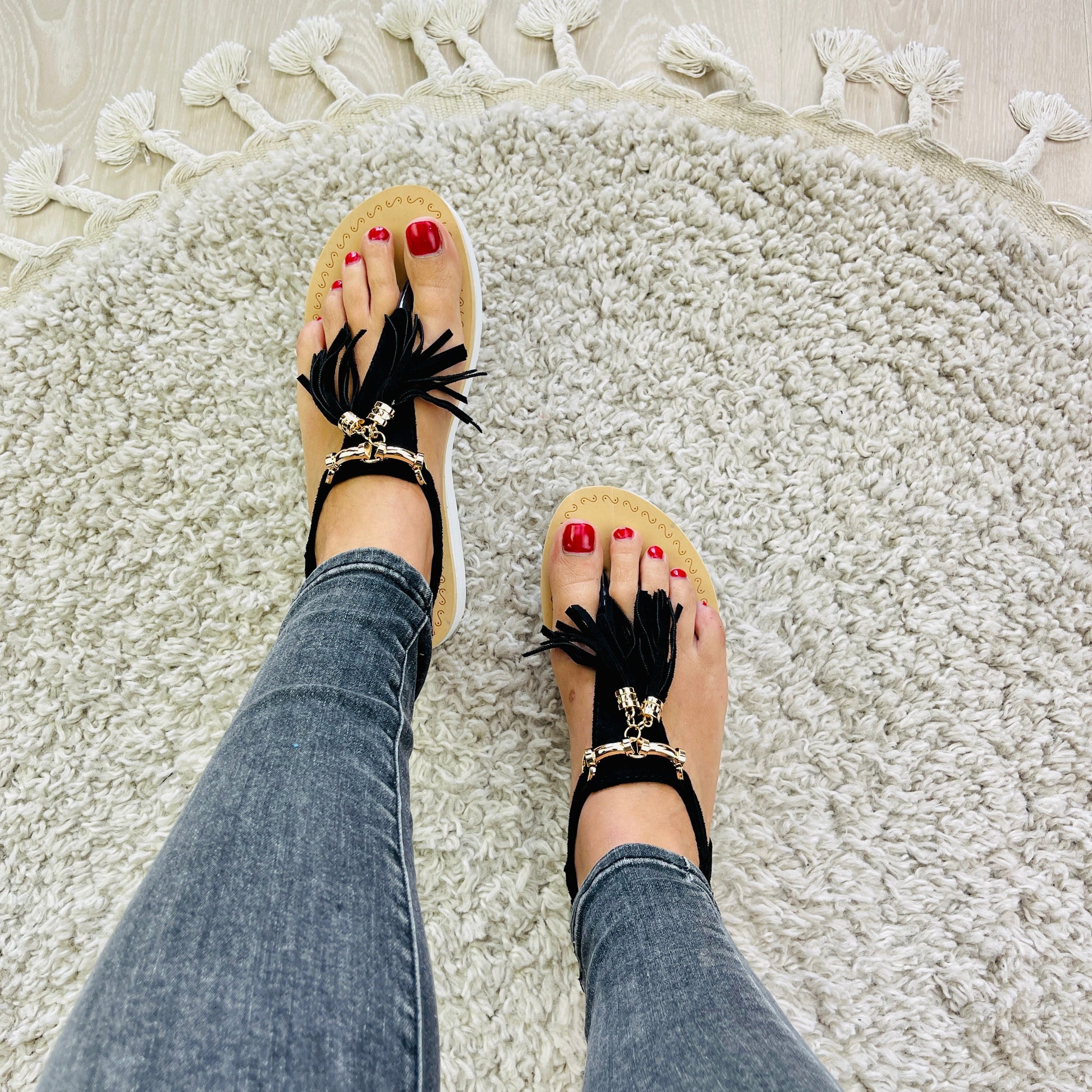 Fringle Black Sandaal