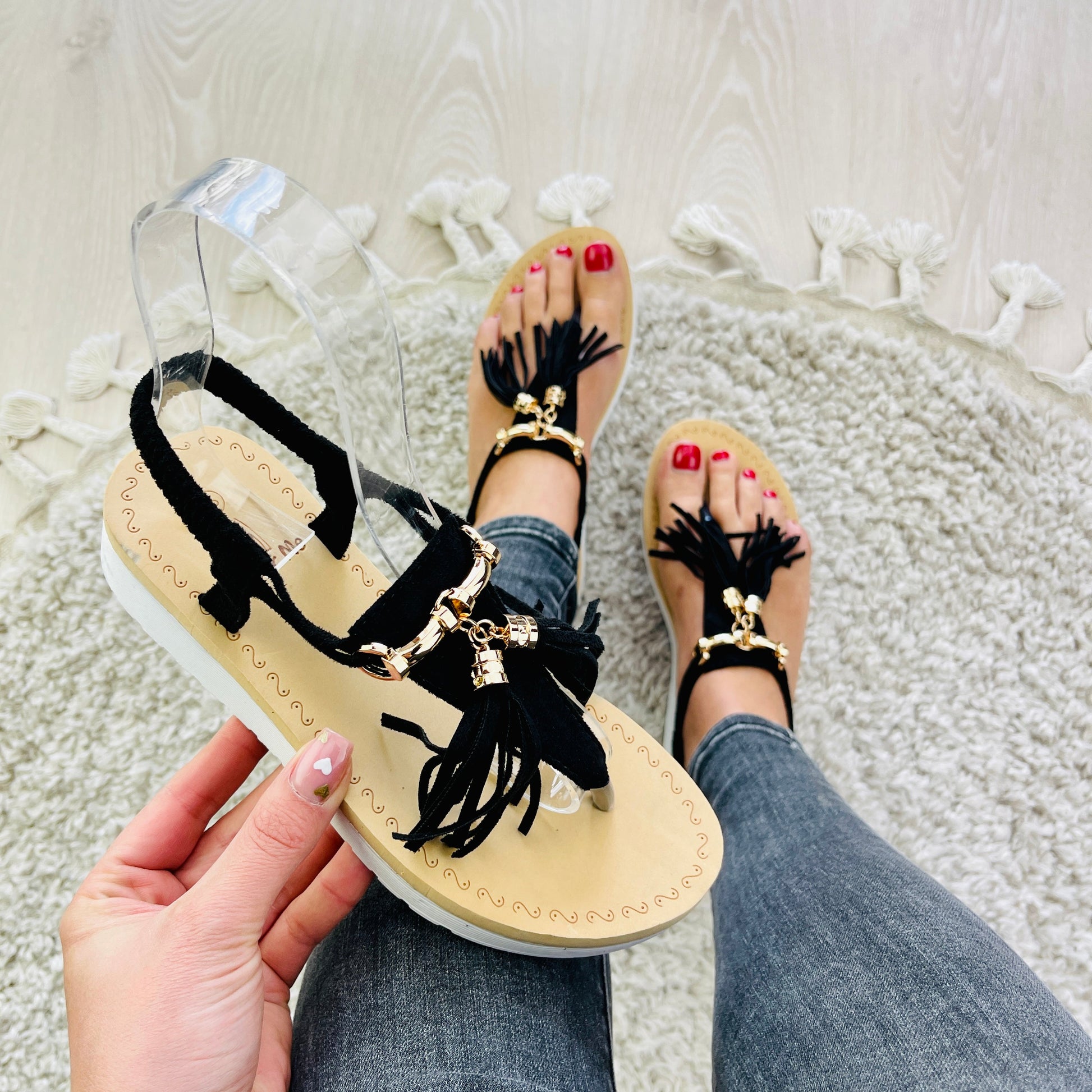 Fringle Black Sandaal