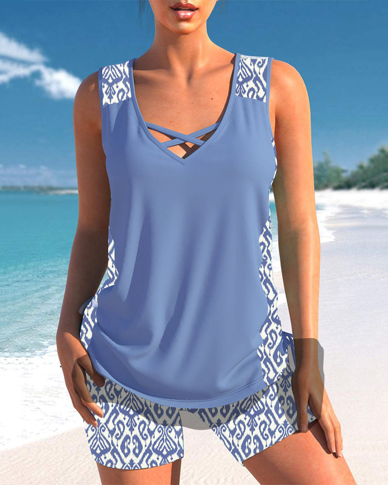 Lulu™ | Tankini met geometrische print en V-hals